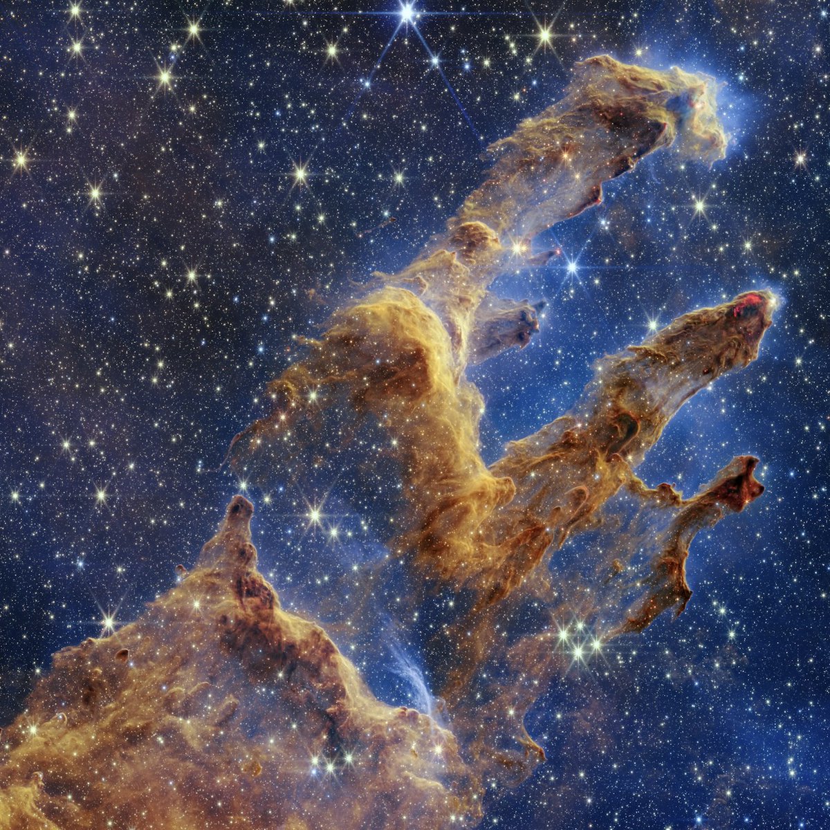 arstechnica's tweet photo. The James Webb Space Telescope has been the gift that keeps on giving—and its latest capture of the "Pillars of Creation" does not disappoint: https://t.co/ZUs3ZnYJmR 

[📷: NASA, ESA, CSA, STScI; J. DePasquale, A. Koekemoer, A. Pagan] https://t.co/L2vT672O6u