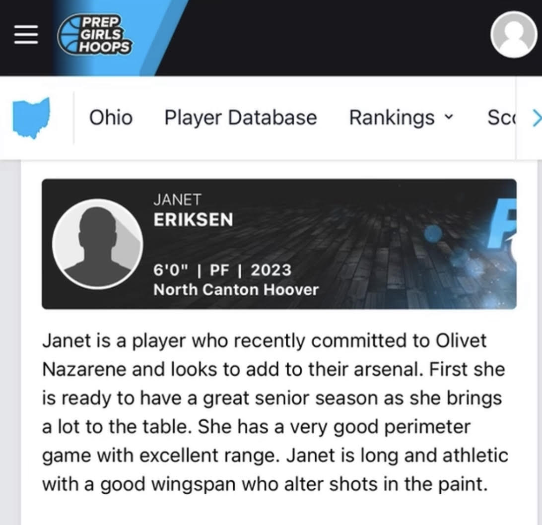 Janet Eriksen (@janeteriksen23) on Twitter photo Thank you to <a href="/JDabbs86/">Jim Dabbelt</a> and <a href="/PGH_Ohio/">Prep Girls Hoops Ohio</a> for the evaluation. I appreciate all that you do to promote high school girls basketball! Thank you to <a href="/JDabbs86/">Jim Dabbelt</a> and <a href="/PGH_Ohio/">Prep Girls Hoops Ohio</a> for the evaluation. I appreciate all that you do to promote high school girls basketball!