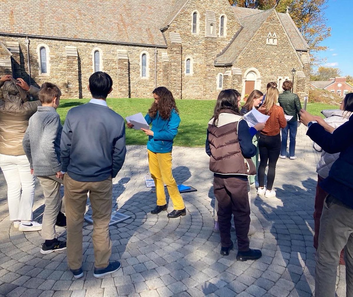 Huge thanks to our Archivist, Katy Armstrong, & our Archives Assistant, Ms. Hill, for leading one of our New Student Seminar classes on a historical tour of campus on this beautiful fall day! #archives #archivist #historical #historicaltour #campustour #fall #fallinnewengland