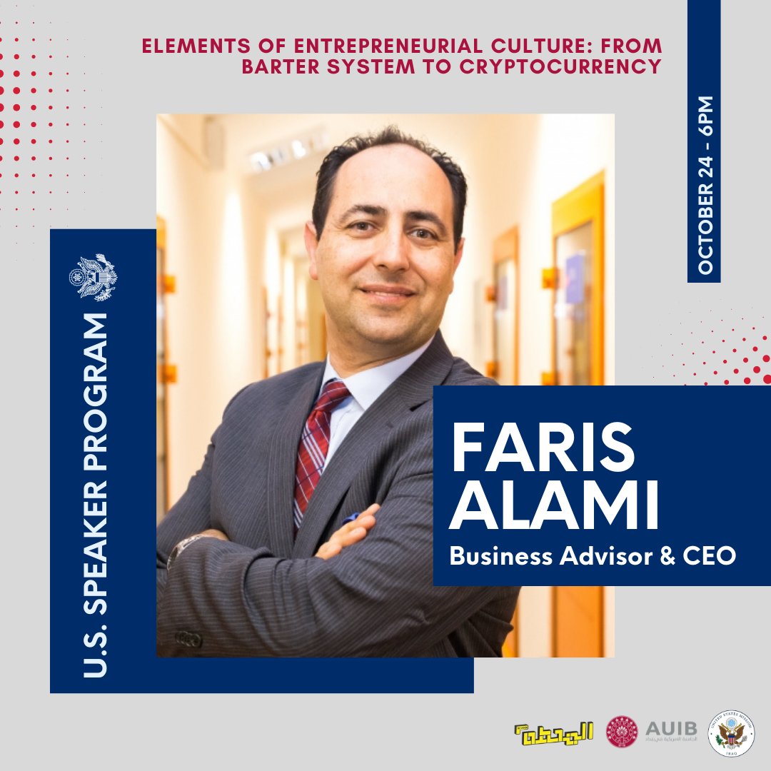 FarisAlami's tweet photo. Happy to again be partnering to bring educational programming like Entrepreneurial #Business Plans, Organizational Culture & Effective #Leadership Roles as part of the #USSpeakerProgram
@thestationiq, a local #entrepreneurship #incubator in #Baghdad
@auibaghdad
@AuibSpace https://t.co/88bwXaKEyg