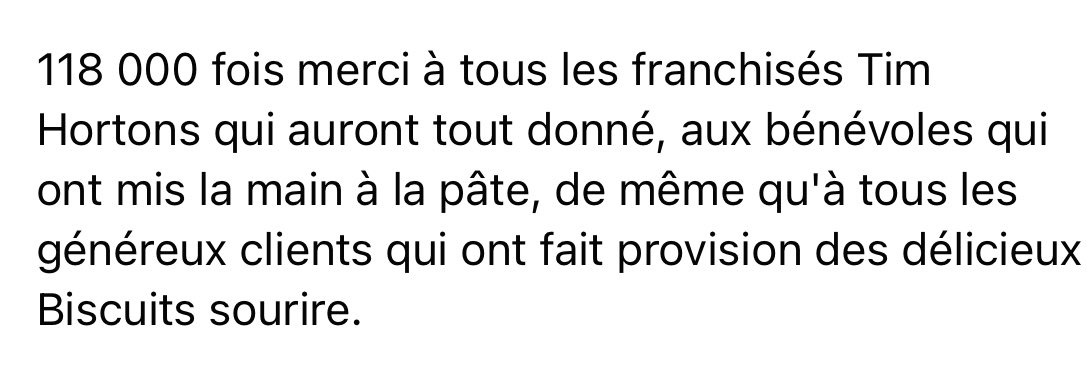 FondationElan's tweet photo. Une délicieuse campagne déclenche des sourires par milliers

118 000 fois merci à tous les franchisés Tim Hortons qui auront tout donné, aux bénévoles…

Pour lire la suite 👇

https://t.co/DU4v5eAilt

@TimHortons #BiscuitSourire https://t.co/zjYPB93k5A