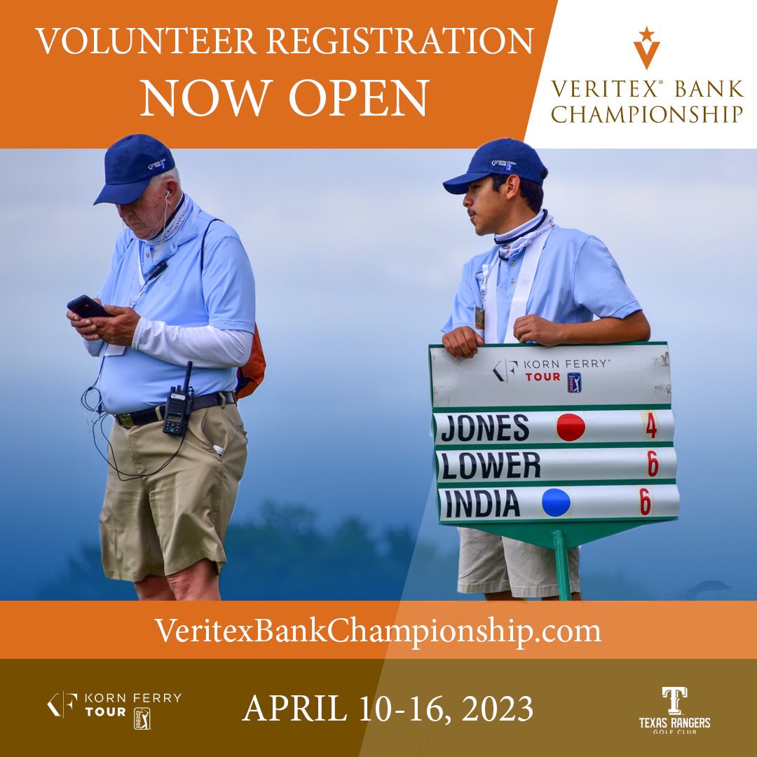 Veritex Bank Championship (@vbchampionship) on Twitter photo Join us! Volunteers get a unique chance to be a part of the @kornferrytour up close and personal. There are countless areas to work, lots of new friends, amazing golf, and cool perks! Visit our website for more info and to sign-up to be a volunteer today!! veritexbankchampionship.com/volunteer-over… Join us! Volunteers get a unique chance to be a part of the @kornferrytour up close and personal. There are countless areas to work, lots of new friends, amazing golf, and cool perks! Visit our website for more info and to sign-up to be a volunteer today!! veritexbankchampionship.com/volunteer-over…