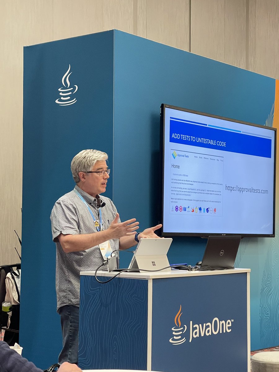 scott_wierschem's tweet image. I just finished my presentation on refactoring at #JavaOne! I introduced @LlewellynFalco’s #ApprovalTests tool!