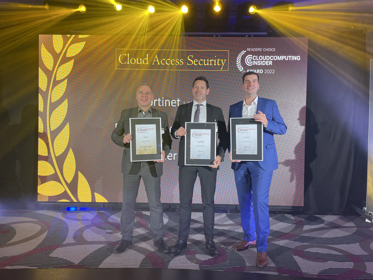 cloudinsiderde's tweet photo. Den Auftakt bildet die Kategorie Cloud Access Security, in der sich @Fortinet, @PaloAltoNtwks und @Zscaler_DACH gegen ihre Konkurrenten durchsetzen konnten. #ITAWARDS #Cloud #CloudComputing #CloudSecurity #CloudAccessSecurity https://t.co/pRCOh1WR88