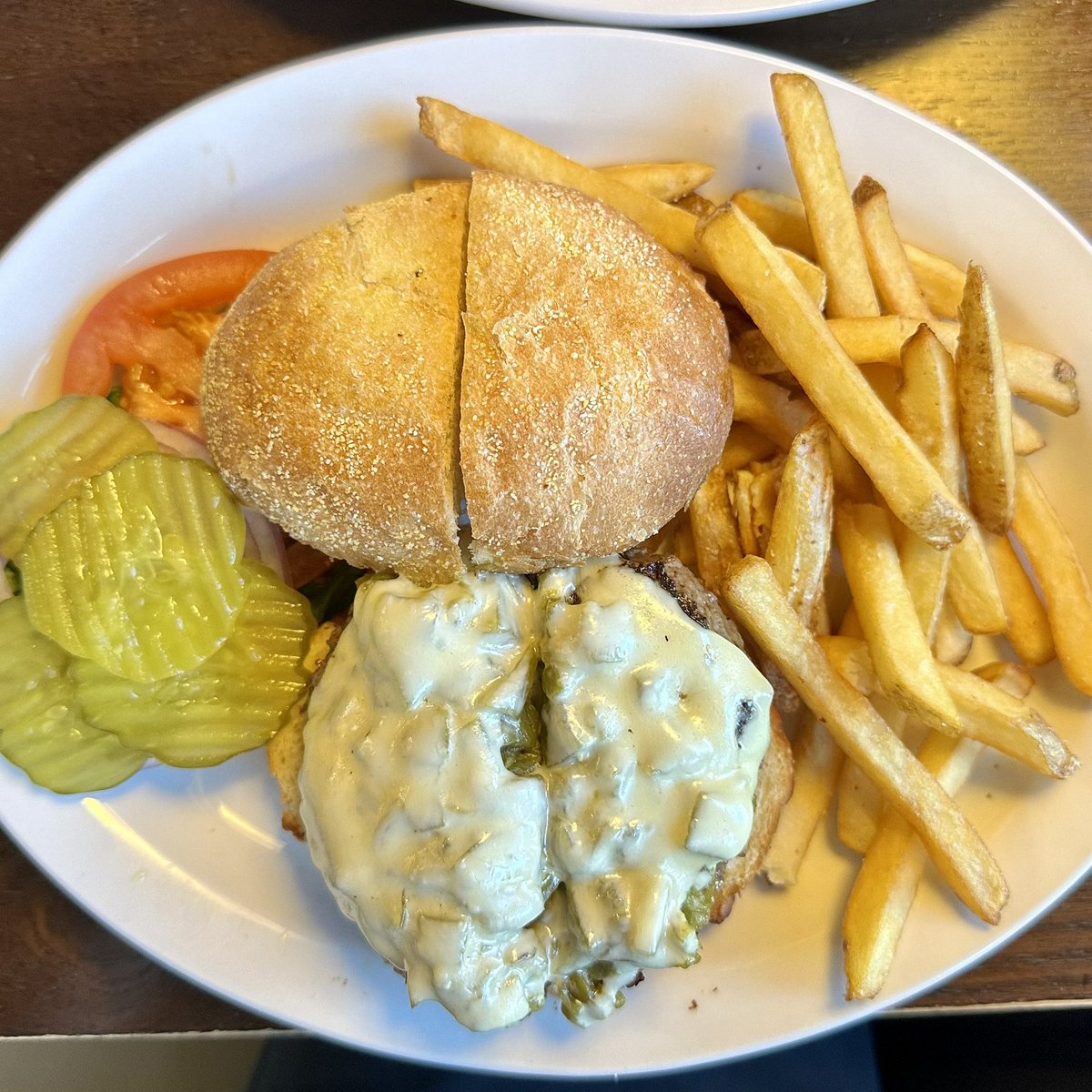 utedaddy's tweet photo. Stop #1 - Santa Fe Bite - Red Chile Pozole and a Green Chile Cheeseburger (of course) #HatchIsLife https://t.co/GCeRhNqabt