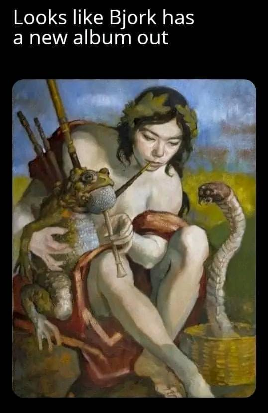 MatAuryn's tweet photo. I love this but it's not nearly weird enough for @bjork these days. However, the resemblance is uncanny. https://t.co/VBzPOizgy8