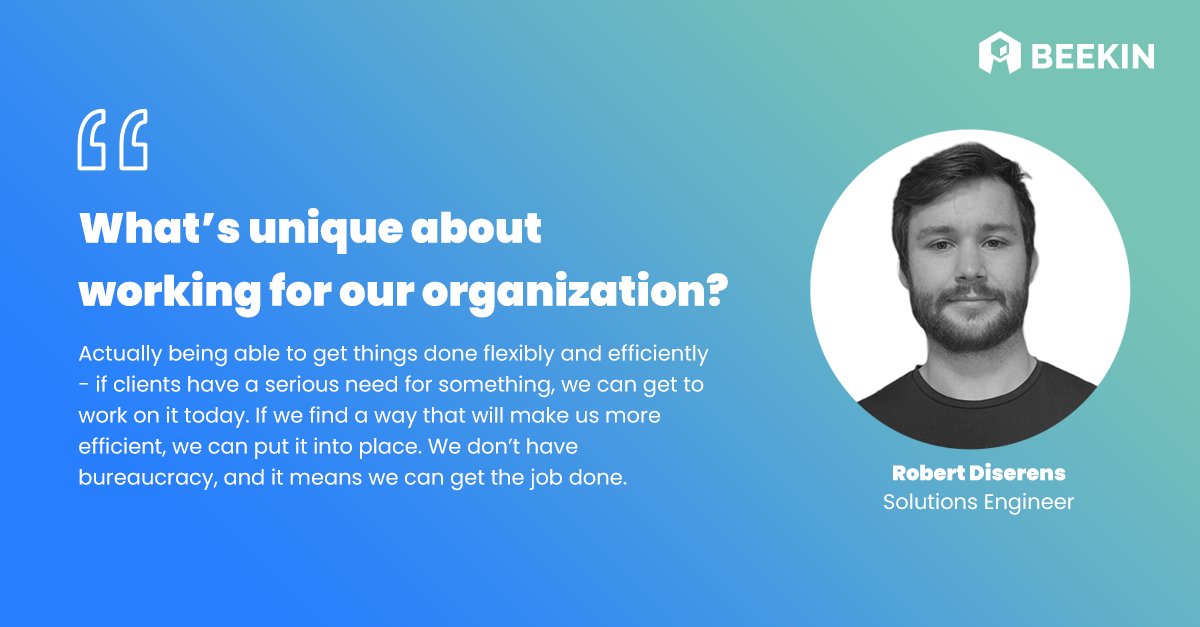 Efcntmrkts's tweet photo. In the first instalment of our Employee Spotlight series we ask Robert Diserens, a Solutions Engineer at Beekin, about his time with us and how he has developed in his career.

Find out more about Robert here: https://t.co/RjdF176JQh

#multifamily #realestate #proptech #saasjobs https://t.co/YmufooaPdJ