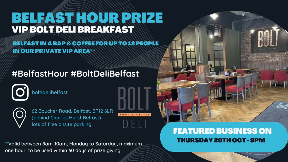 boltdelibelfast's tweet image. Hey #BelfastHour who is online tonight? Give us a shoutout &amp;amp; tag us in your tweets. Don't forget both #Hashtags 

Hands up reply to this tweet if you would like to win our #VIPBreakfast #BoltDeliBelfast #BelfastHour