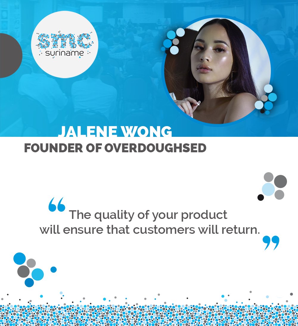 Jalene Wong, team member of Overdoughsed, was in a panel discussion at #SMCS20 with a topic on Small business &amp; E-Commerce. Attend this year's conference 🤩!

Learn more about SMCS22 by clicking on the link in our bio!

#socialmedia #conference #Suriname #SMCS22