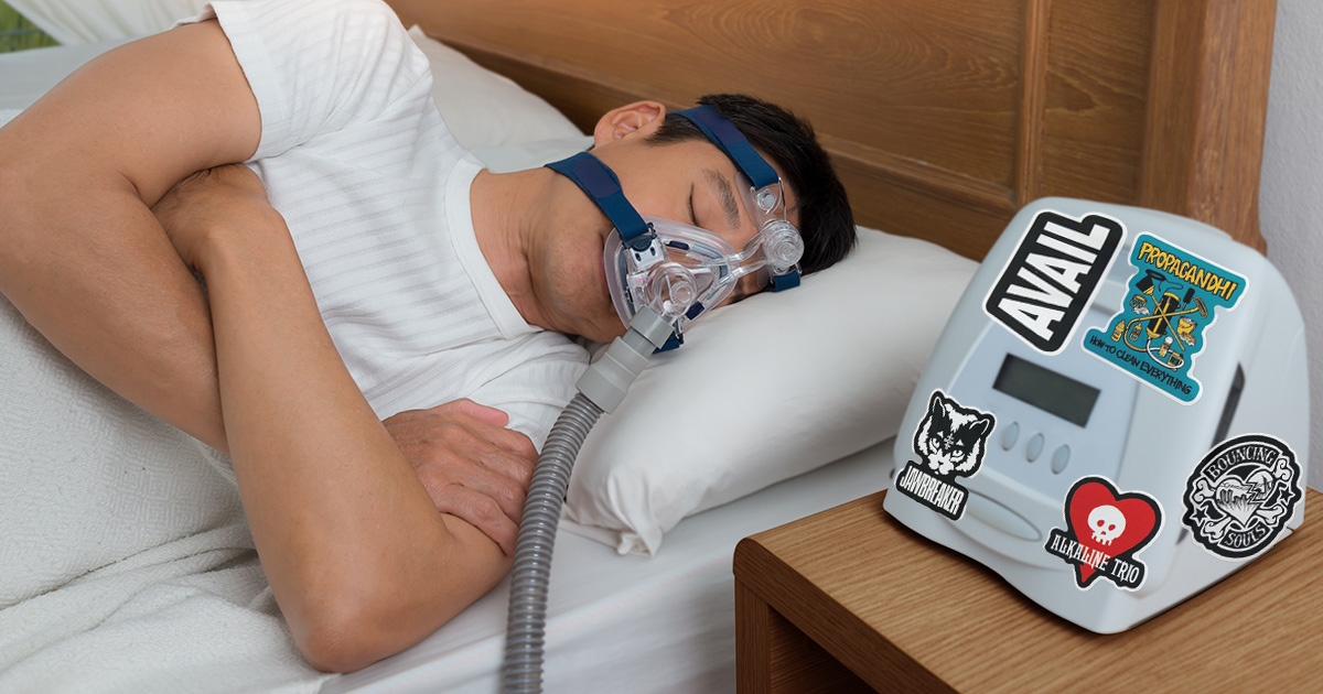Aging Punk Slaps Another Band Sticker on Sleep Apnea Machine
l8r.it/iq4F