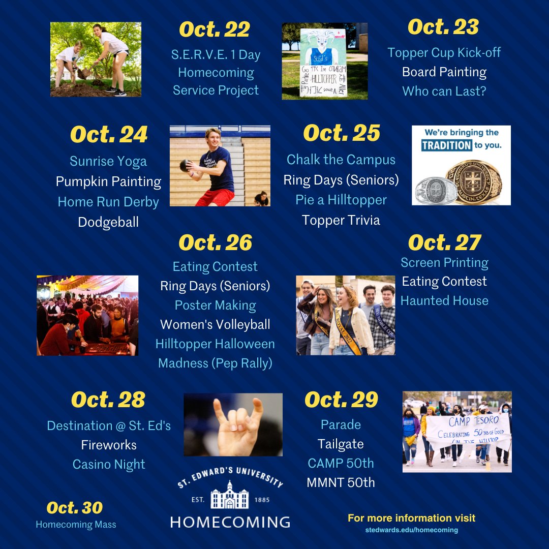 seu_involvement's tweet photo. Homecoming is ALMOST HERE!!! There are a number of events happening throughout the week and we are so excited to see everyone bring the hilltop to life. 

Visit CollegiateLink or the CORQ App to see all details of the events. https://t.co/jGS4OEKn5s