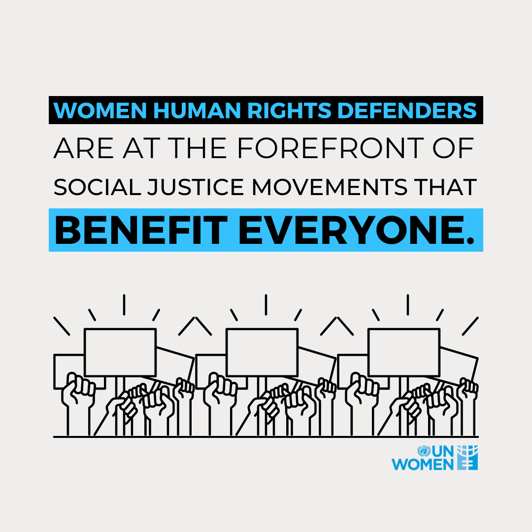 Women human rights defenders' individual and collective action has been pivotal in: ✔️Addressing discrimination & inequality. ✔️Advancing civil, political, economic, social & cultural rights. Source: @UNHumanRights #UNSCR1325 #WomenPeaceSecurity