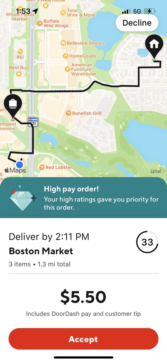 TheRealLei55's tweet photo. @DoorDash @DoorDash_Help LOOK AT THE ORDERS DOORDASH CONSIDERS AS “HIGH PAY ORDERS” FOR THEIR DASHERS. EVEN IF I MADE 4 OF THESE IN AN HOUR (impossible by the way) I WOULD BARELY MAKE $20 AN HOUR WHICH IS RIDICULOUS CONSIDERING GAS AND CAR MAINTENANCE/REPAIRS. THIS IS BULLSHIT!!! https://t.co/f0FXNF63ZT
