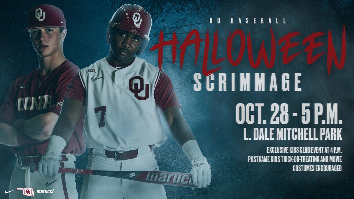 Make plans to attend our Halloween intrasquad scrimmage on Oct. 28! 🕔 5 p.m. 🏟 L. Dale Mitchell Park 🆓 Admission 👻 Fan costume contest 🎃 Trick or Treating 🍿 'Hocus Pocus' on the big screen Full Details » bit.ly/3yXqw4C