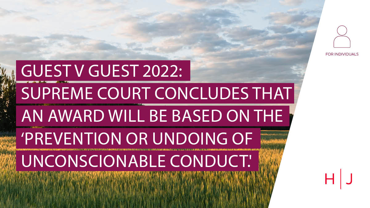 Supreme Court hands down long-awaited judgment in Guest and another v. Guest, determining that compensation based on detriment is not the correct approach in claims of 'proprietary estoppel' Read more: bit.ly/3TD1sHT