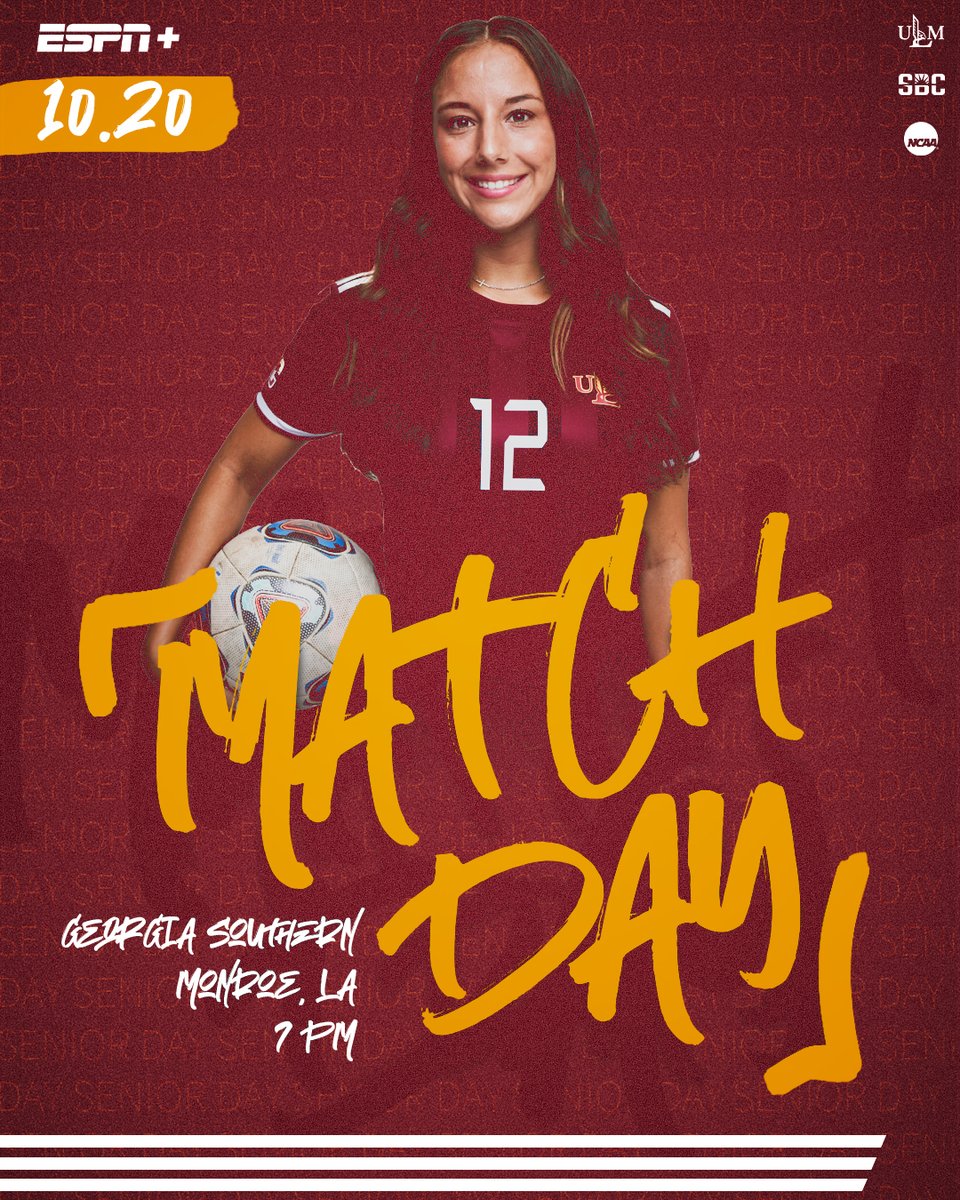 ULM_Soccer's tweet photo. ๐จ๐๐๐๐๐๐ ๐๐๐๐๐ ๐๐ ๐๐๐๐๐๐จ
๏ธโฝ๏ธ๐ Georgia Southern
๐ 7 p.m.
๐ Brown Stadium
๐บ ESPN+ https://t.co/FAtz3JejZ3
๐ https://t.co/RkneKCbbnL
#MonroesTeam
#TheBestIsOnTheBayou
#HawkYeah
#Funroe
#GSvsULM
#SunBeltWSOC https://t.co/Id2rJCXaIU