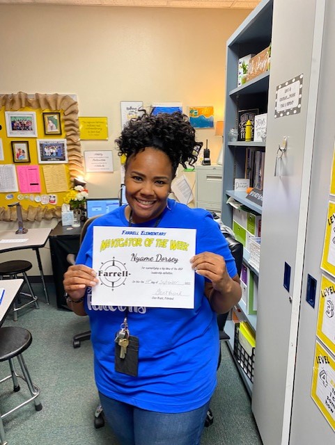 farrellfalcons's tweet photo. Our fifth Navigator of the Week is the awesome Ms. Dorsey, fourth grade math and science teacher. She is amazing! #farrellfamily https://t.co/bTNAleMvV7