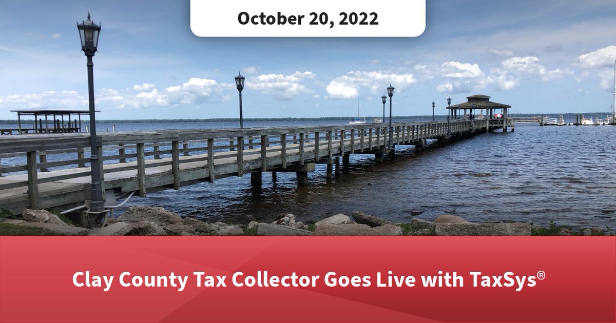 Today, Grant Street Group announced the Clay County Tax Collector’s Office has successfully gone live with TaxSys, Grant Street’s cloud-based tax collection and billing system. Clay County, located in northeastern Florida, has a population of over 215,000. grantstreet.com/news/clay-coun…