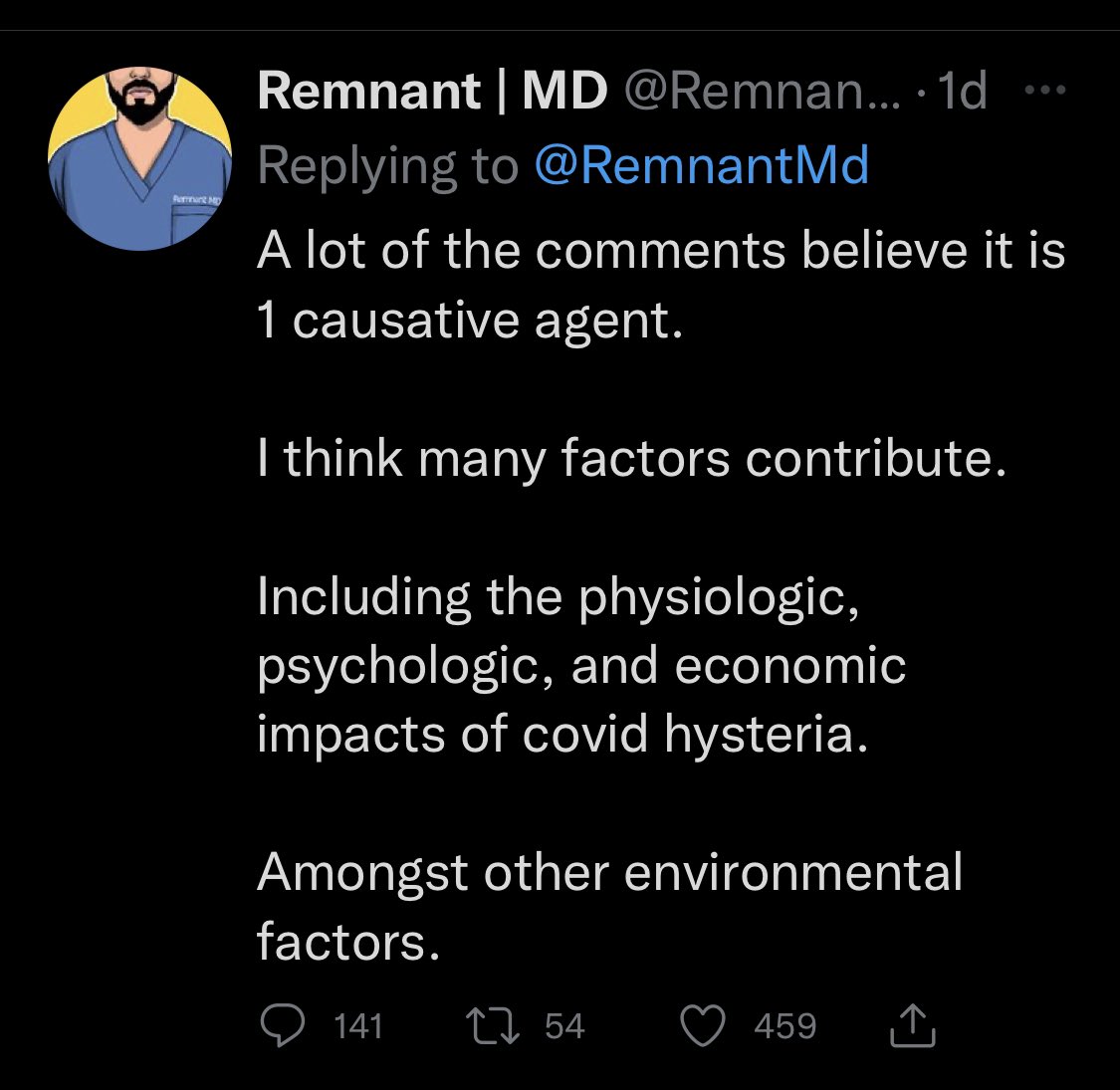 Omg. This MD thinks brain cancer is being caused by psychological factors and … *checks notes* … “covid hysteria” 😑 I can’t even …