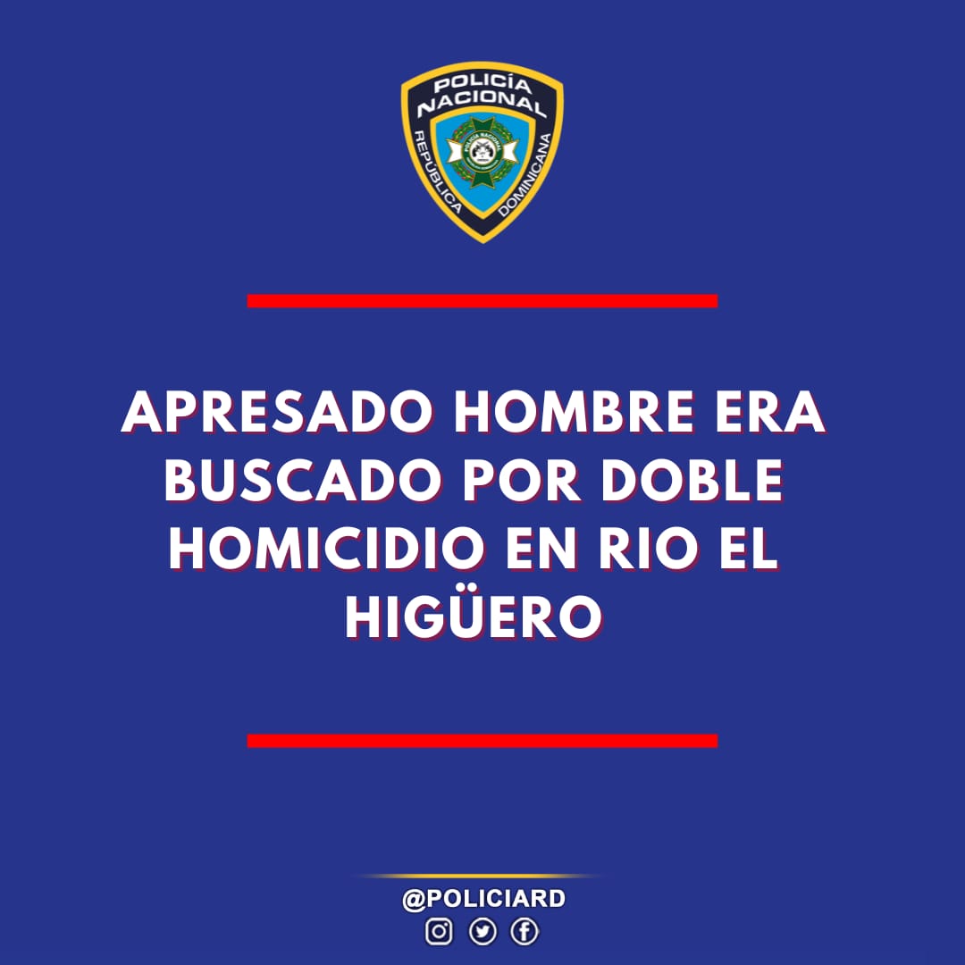 Agentes policialesadscritos a la #DICRIM, apresaron a un hombre presuntamente implicado en las muertes de dos hermanos, cuyos cadáveres fueron encontrados en el río El Higüero, en SDN, hecho por el cual se persiguen a otros tres hombres. ➕️ bit.ly/3gpPi6U #PNenAcción