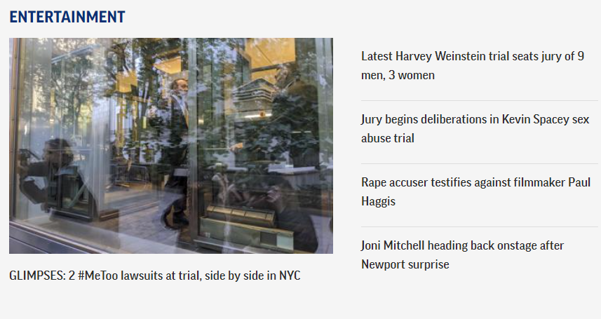 Wow. The "Entertainment" section of the <a href="/AP/">The Associated Press</a> front page is something today. (I feel bad for Joni Mitchell, being lumped in at the bottom there...)