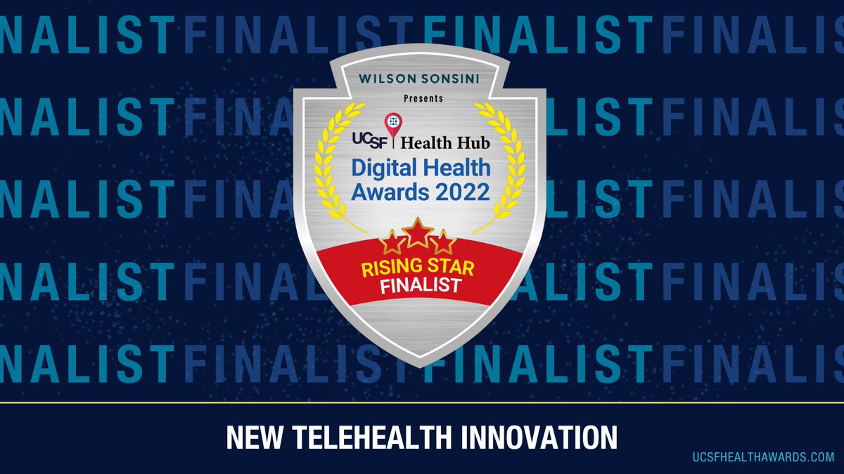 We've made it to the final 8 for the Rising Star in New Telehealth Innovation category for the 2022 UCSF Health Hub Digital Health Awards! The final winner will be announced at #HLTH on November 14th.