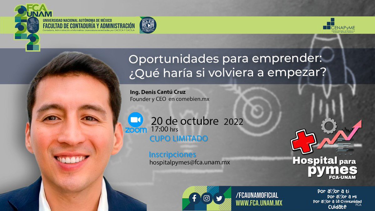 FCAUNAMOFICIAL's tweet photo. Regístrate en 👉 https://t.co/BQ41HJg76X
Evento gratuito / cupo limitado
#HospitalParaPyMEs https://t.co/lV1pgd91mh