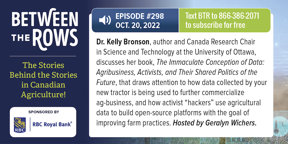 [NEW PODCAST] On this week’s ‘Between the Rows’ with <a href="/KellyBronson12/">CRC in Science and Society</a> <a href="/GeralynWichers/">Geralyn Wichers</a>: ‘Immaculate’ insights into your farm data. Download on Google Podcasts at: ow.ly/tiz650Lh1P6 (Sponsored by <a href="/RBC/">RBC</a>) #cdnag