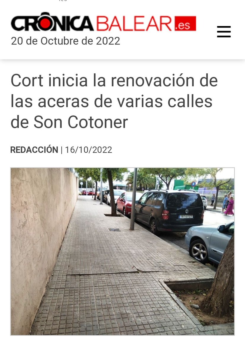 SoniadeFco's tweet photo. ➖El Pacto de izquierdas en el Ayto. de #Palma anunció la renovación de aceras en #SonCotoner, nada que ver con la victoria del PSIB-PSOE en 2019 claro... 
🔴 Los vecinos de #SaTaulera y #SonDureta son de segunda para @Hila (📸 ⤵️).
Sigue. https://t.co/LDBfPxPKvP