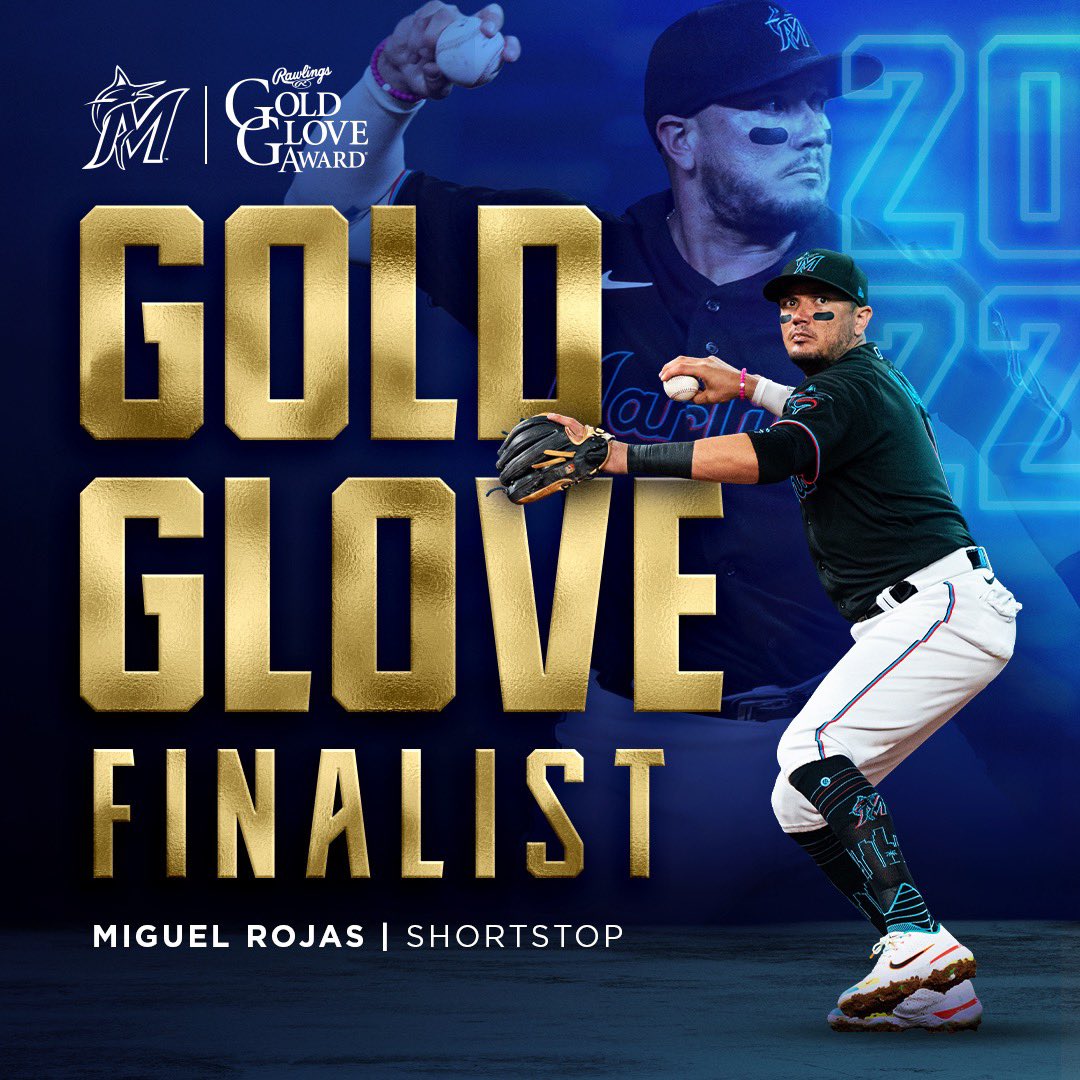 ¡Felicidades a @MRojasOfficial por ser nombrado finalista del Premio Guante de Oro 2022! @RawlingSports | #MakeItMiami