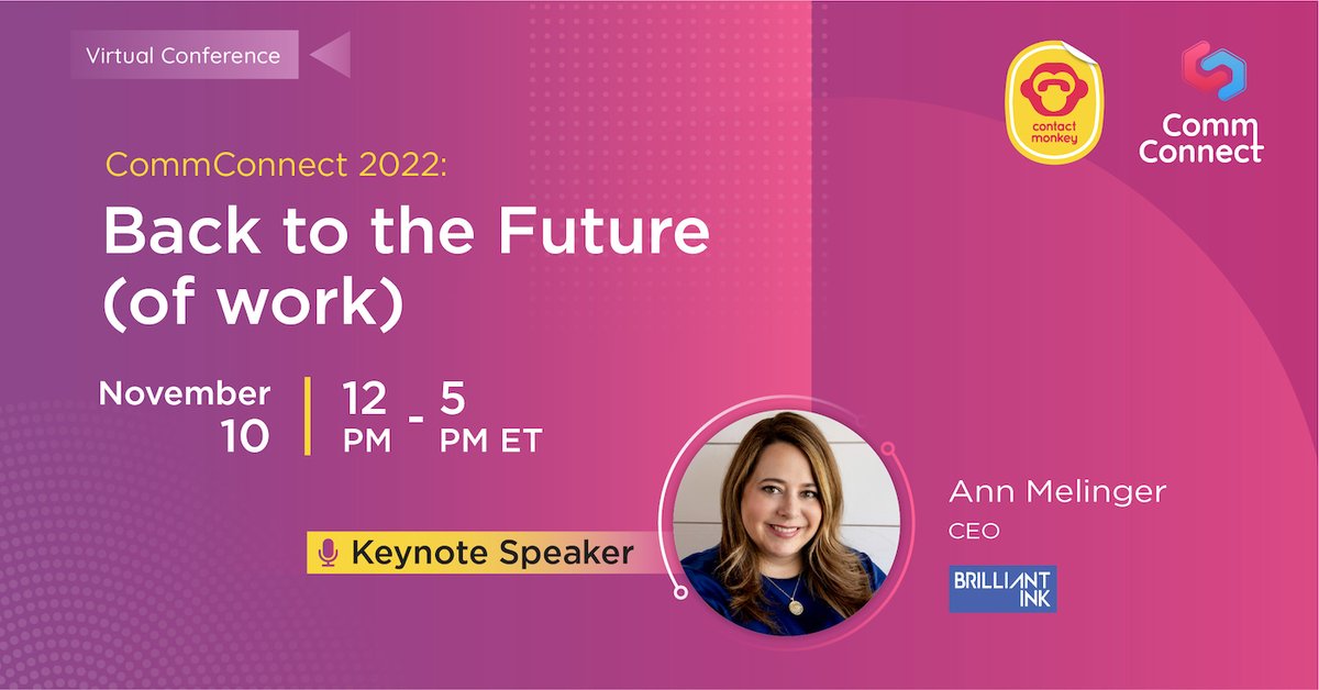 I’m so honored and excited to be the keynote speaker <a href="/contactmonkey/">ContactMonkey</a>'s #CommConnect22 on November 10 at 12:10 pm ET.  

Register for free: hubs.li/Q01mdgxS0 

#HRCommunity #InternalComms