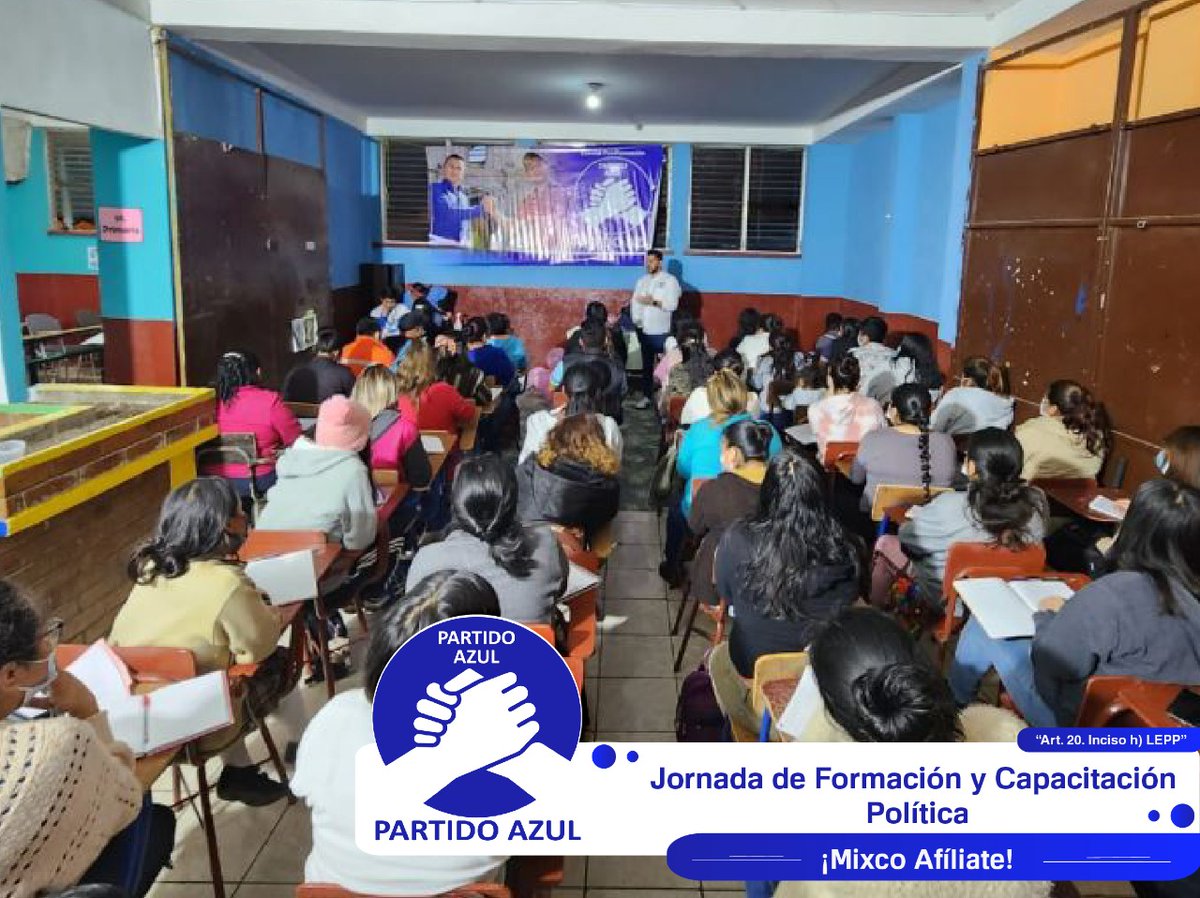 azulmixco's tweet photo. El Partido Azul en Mixco, realizó en la zona 10 una Jornada de Formación y Capacitación Política enfocada en Primeros Auxilios, en la que el Secretario Municipal Lic. Iván Díaz  exhortó a los asistentes a replicar los conocimientos adquiridos con la población mixqueña.
#Afíliate https://t.co/P9q57mL7AJ