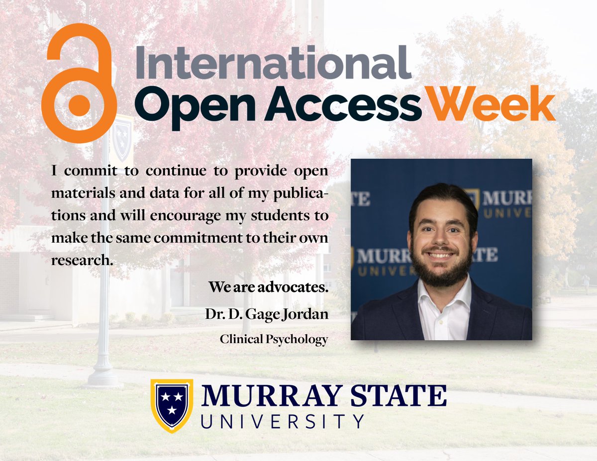 Dr. Gage Jordan not only commits to providing open materials and data but encourages the same for his students. That's the Open Access Week spirit!

For more about this week, visit: openaccessweek.org