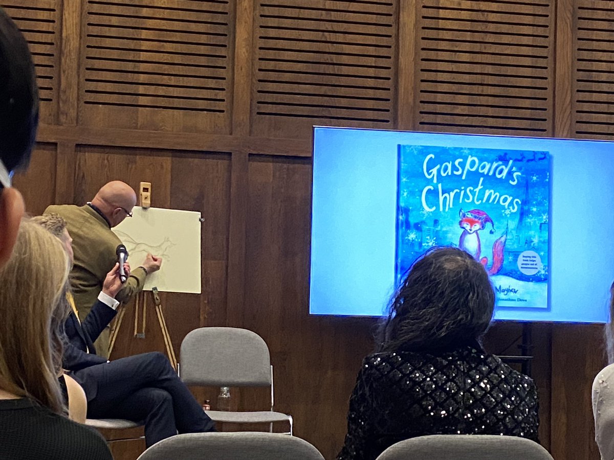 Children’s thoughtfulness around homelessness being described by @zebsoanes as he shares his reading of Gaspard’s Christmas with a class of six year olds @EmpathyLabUK and @mrjamesmayhew drawing Gaspard