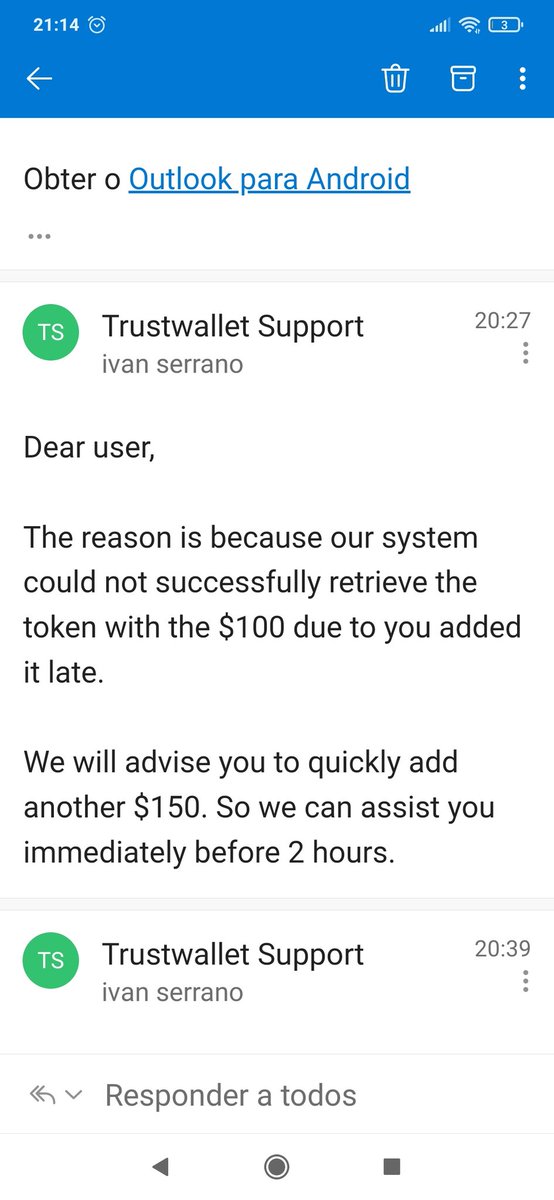 ivanforte86's tweet photo. @TrustWallet 
Querem que pague para resolver um erro da plataforma? O meu dinheiro desapareceu https://t.co/NT2tmNiXdf