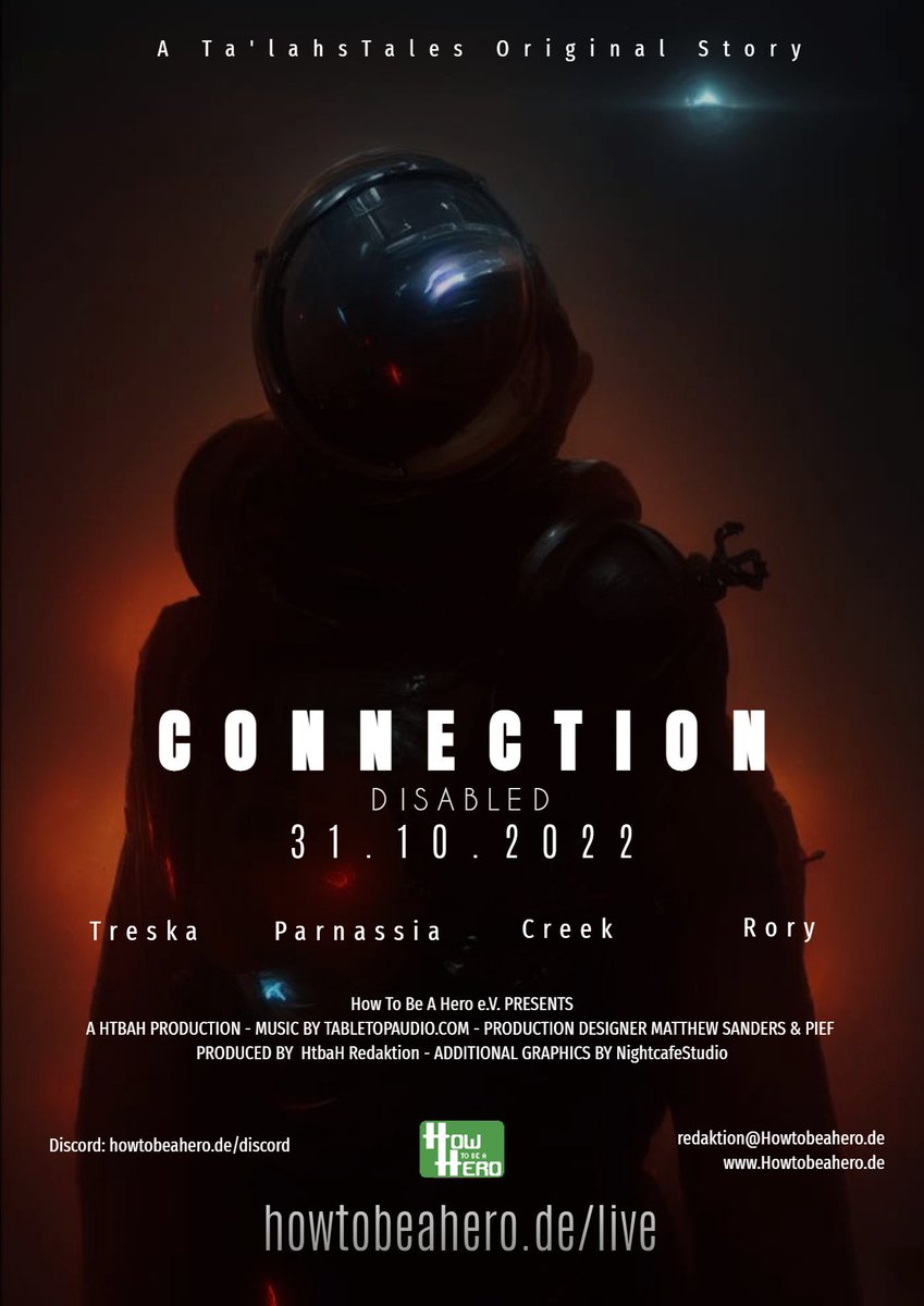 Am 31.10. feiern wir zu #Halloween unser Debut unseres Twitch-Kanals. Dabei werden Treska, <a href="/PinkParnassia/">Parnassia</a>, <a href="/CreeksCorner/">Creek</a> und Rory aus unserem Team ein Abenteuer unter @TaLahsTales spielen. Ihr dürft gespannt sein!
#penandpaper #htbahlive #pnpde

twitch.tv/howtobeahero