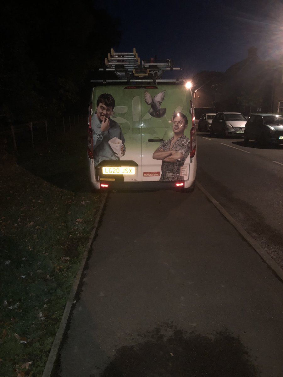 Fantastic parking <a href="/skytv/">Sky TV</a> ! Totally blocking the pavement resulting in myself and daughter having to walk into the road! You’d think people who have to drive as part of this job would know better?