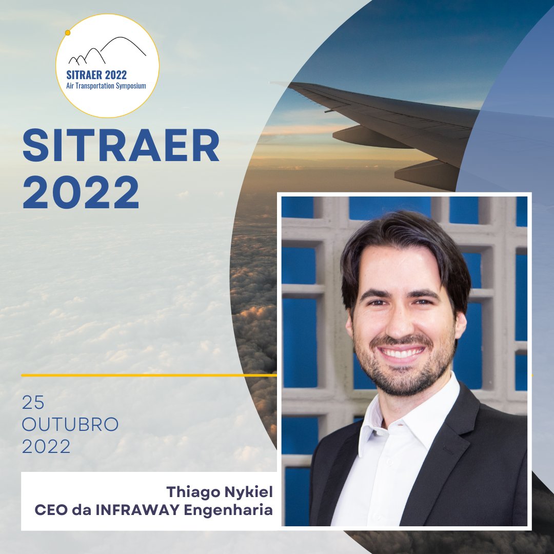infrawayEng's tweet photo. Nosso CEO, Thiago Nykiel, irá participar do SITRAER.

👉O simpósio acontece entre os dias 25 e 27 de outubro de 2022 no Parque Tecnológico em São José dos Campos.

🚨Faça a sua inscrição acessando: https://t.co/EF2SNJiH4j 

-⠀
#INFRAWAY #SITRAER #aviacao #transporteaereo https://t.co/EccC4hebIP