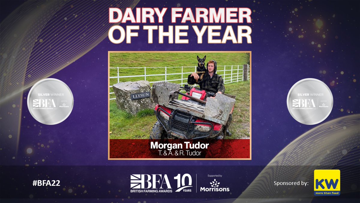 Congratulations to Morgan Tudor, Llysun Farm, Powys - #BFA22 Dairy Farmer of the Year silver award winner! #Farm365 #BackBritishFarming @morrisons @kwfeeds <a href="/RichTudorLlysun/">Morgan Tudor</a> @dairyfarmermag @ahdb_dairy
