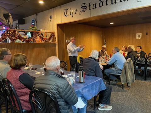 5970Rotary's tweet image. Today District Governor Don Meyer visited the Guttenberg Rotary Club.  Assistant District Governor Linda Nudd also attended.  A bike stand donated by the Guttenberg Rotary Club is pictured.  #RotaryRocks.