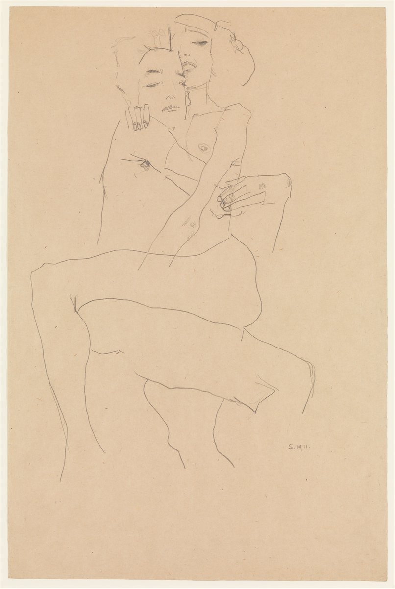 Egon Schiele, Couple Embracing, 1911 #themet #museumarchive metmuseum.org/art/collection…