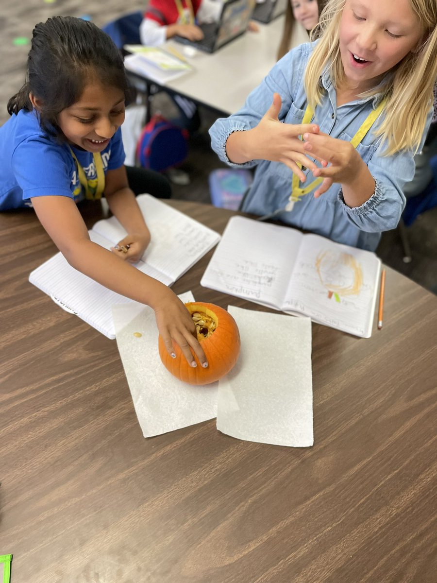 We are using our senses to describe pumpkins! <a href="/WarnerCFISD/">Warner Elementary</a> <a href="/CyFairISD/">Cypress-Fairbanks ISD</a> <a href="/CFISDScience/">CFISD Science</a>