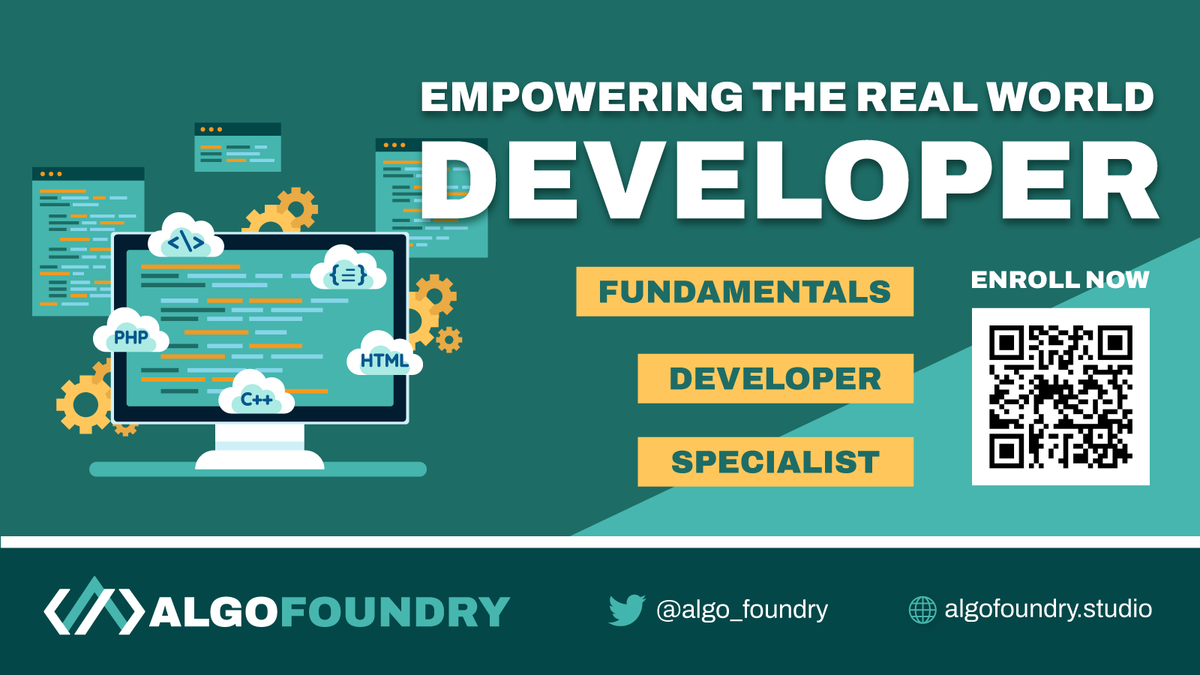 Algo1circle's tweet photo. New partnership between @TigerChiClub and @algo_foundry. 

This partnership brings up three module developer programs. Enrol requirement👇

⭐️Some basic JavaScript knowledge
⭐️CV 
⭐️Github link 
⭐️Submission before 31st October

Good luck #Algodeveloper #Algorand #1circle https://t.co/ElxZxhcrVA