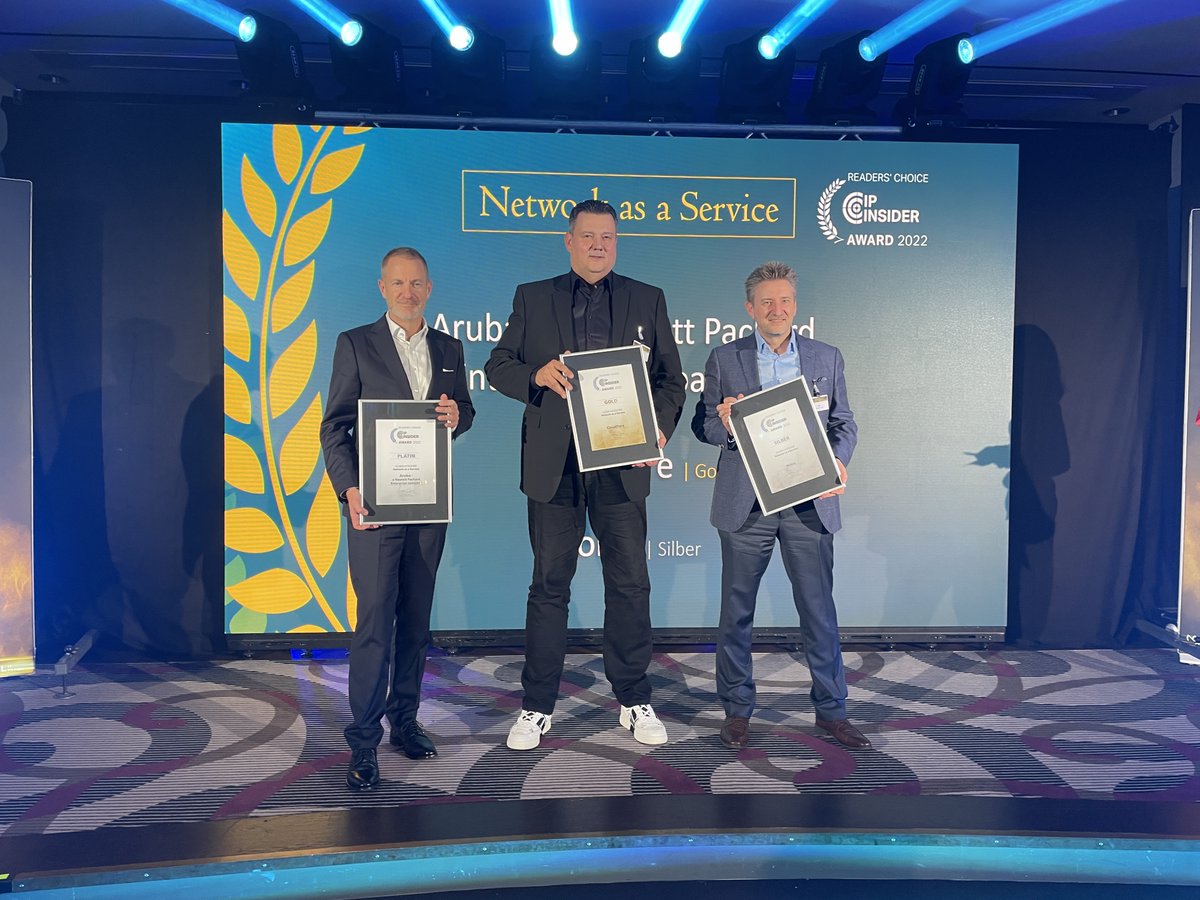 ipinsiderde's tweet photo. Erstmals dabei ist die zweite #Networking-Kategorie: Network as a Service (#NaaS); wir beglückwünschen @ArubaNetworks, @Cloudflare und @nokia zum Gewinn der #ITAWARDS 2022. #NetworkAsAService #Networking https://t.co/YJMdRFZGS2