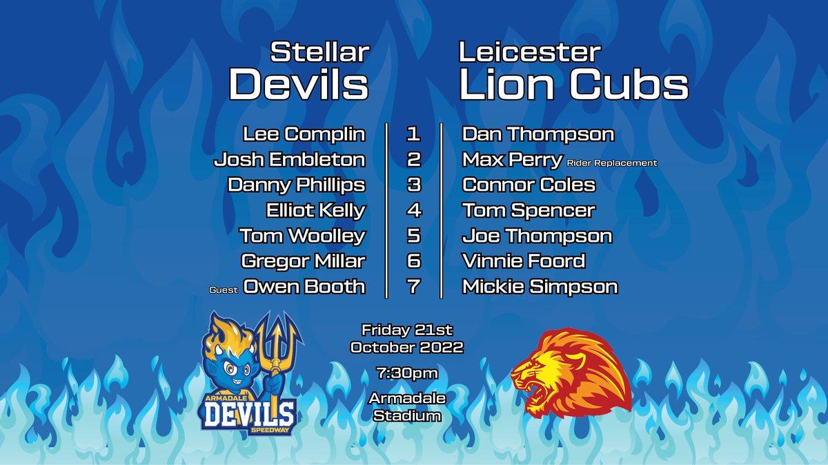 🔵 TEAMS: Check out how the teams line up for tonight's final League clash 👇  Armadale Stellar Devils v Leicester Lion Cubs - 7:30pm - Armadale Stadium
