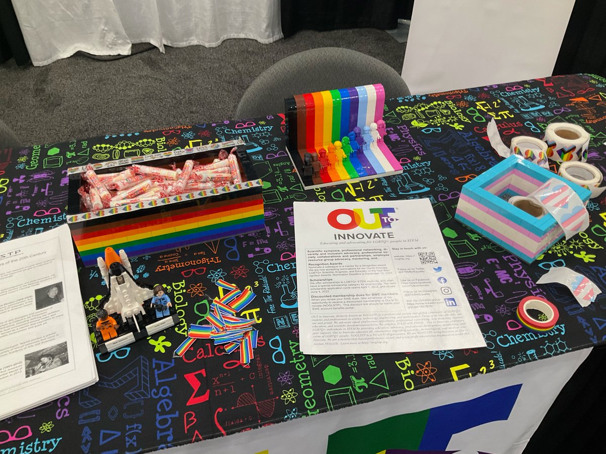 bikeham's tweet photo. The #legoeveryoneisawesome  set is the most popular thing on the #outtoinnovate table in the #we22 career fair.  The heart progress flag stickers are second. @stem4equality https://t.co/BVsW24q0oG