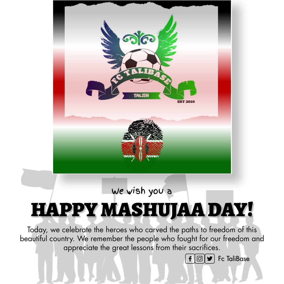 FcTaliBase's tweet photo. We recognize the efforts and hardwork put in by our heroes. We celebrate our Shujaaz 💪🏽💪🏽💪🏽HAPPY MASHUJAA DAY🇰🇪 ❤️ #MashujaaDay2022 #kenya #FcTalibase #football https://t.co/FV13bNq7QI