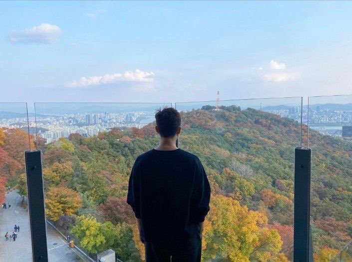 pretty namjoon looking at the pretty view