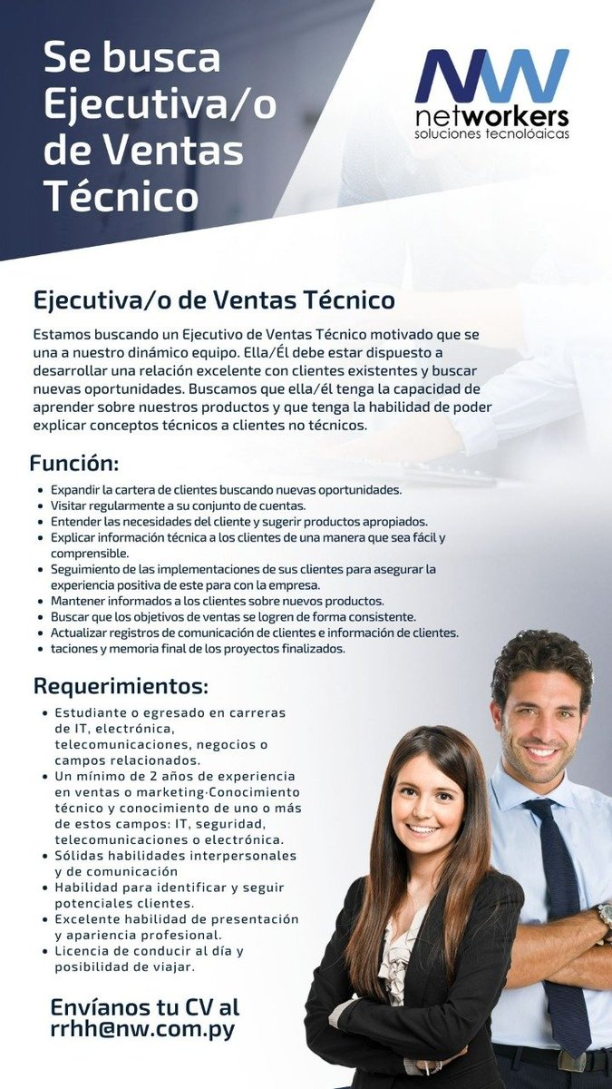 abiliomp's tweet photo. Hola mi querida gente del Twitter!
En Networkers estamos buscando Ejecutivo de Ventas. Se agradece un montón el RT! https://t.co/SEUJ1gHXTU
