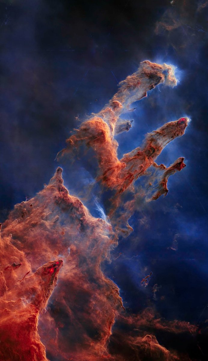 spacembraced's tweet photo. Check out this beautiful image of the “starless red/blue version of JWST’s Eagle Nebula.  Just fantastic work by the Webb team.  Credit @NASA”
- @kmholtz76 
#ASTRO #Astrophotography #nebula #nasa #space #edit #photo https://t.co/qBeBxKPCMW